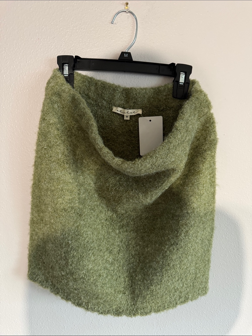 Bouclé Olive Green Mini Wool Skirt
